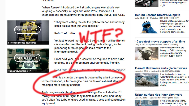 Illustration for article titled How Much Can CNN Get Wrong About F1 Engines, Physics In One Article?